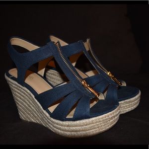 Michael Kors Berkeley Wedge size 6 Navy